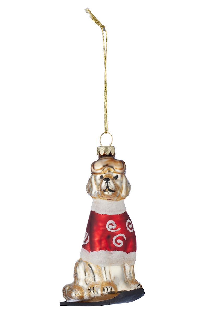 Skiing Dog Ornament