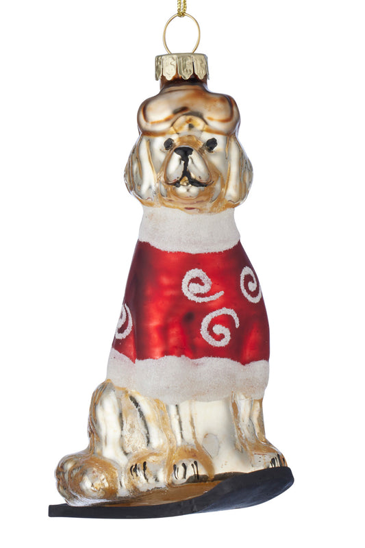 Skiing Dog Ornament