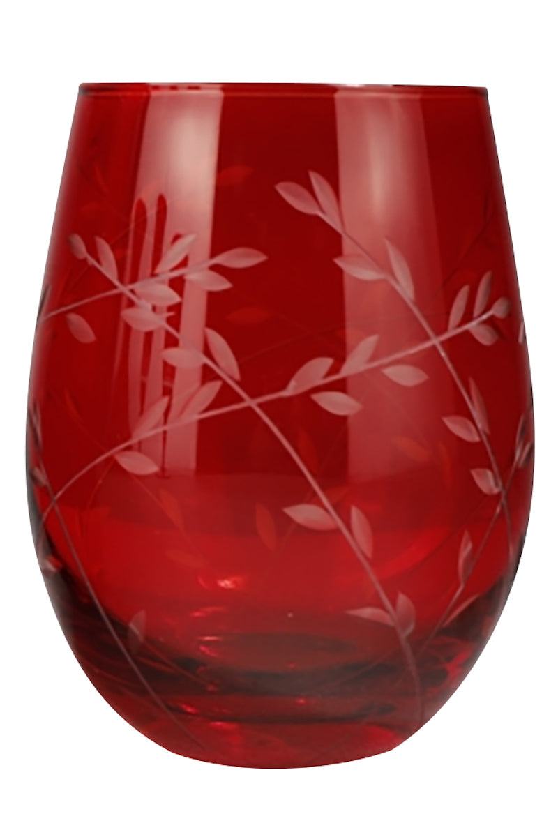 Red Stemless Wine Glasses