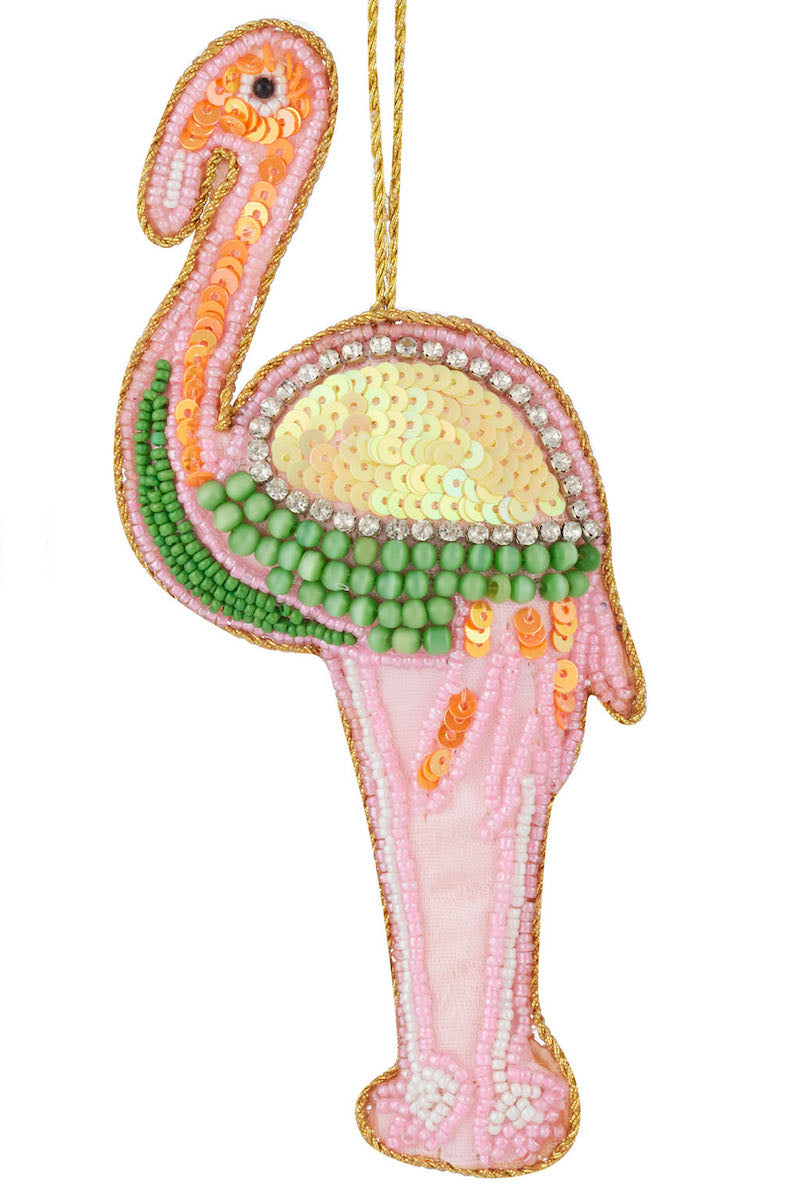 Beaded Flamingo Ornament