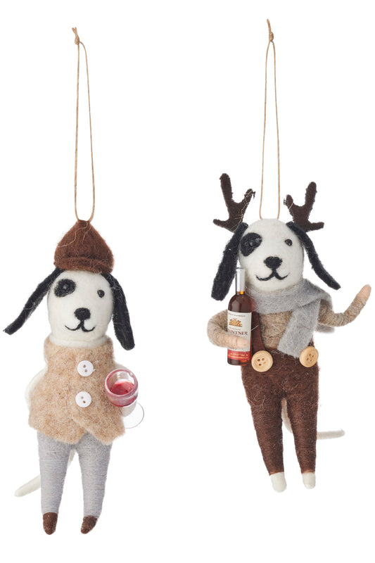 Wine Dog Ornament