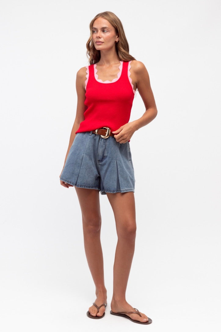 Shakila Contrast Tank, Red - FRANKIE + COCO