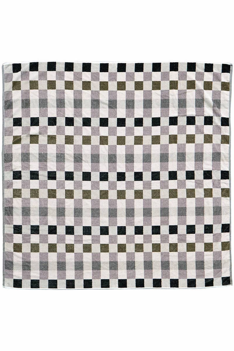 Jacquard Beach Blanket, Truffle Check