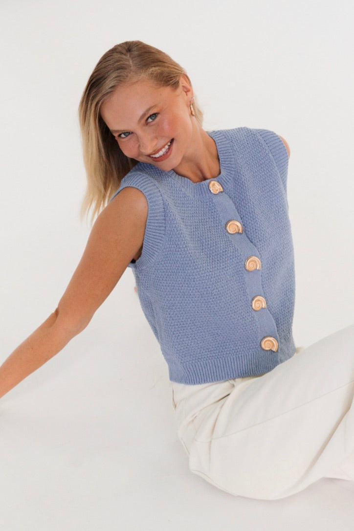 Sari Shell Vest, Blue - FRANKIE + COCO