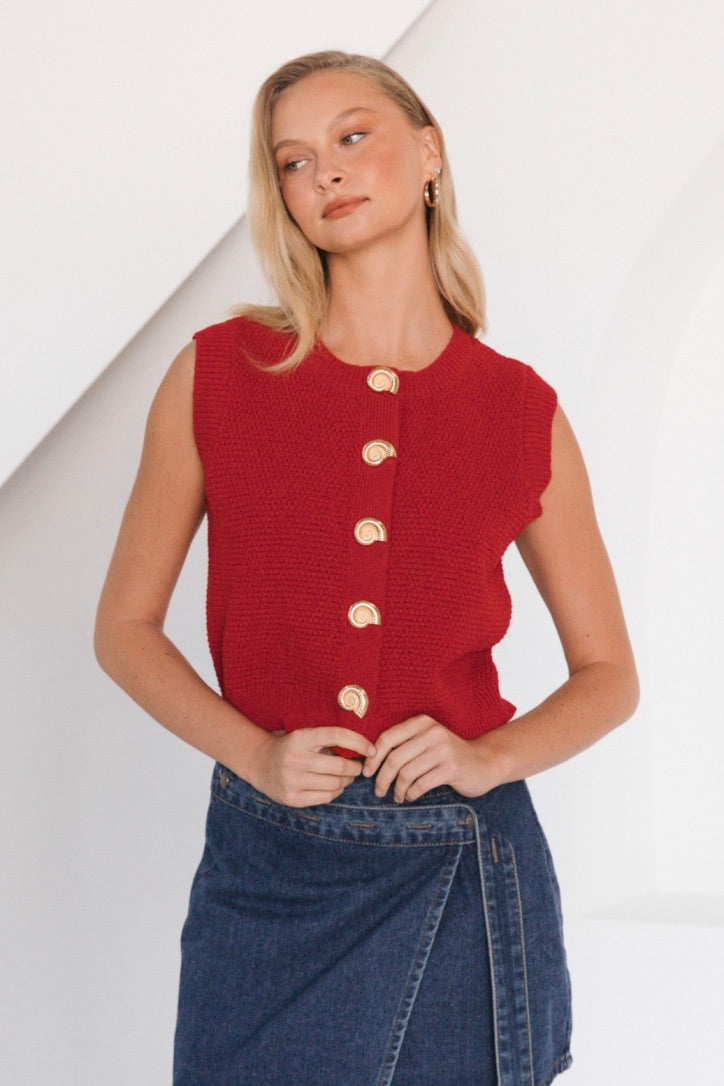 Sari Shell Vest, Red - FRANKIE + COCO