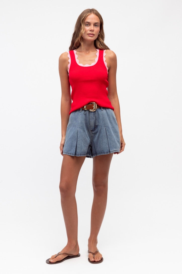 Shakila Contrast Tank, Red - FRANKIE + COCO