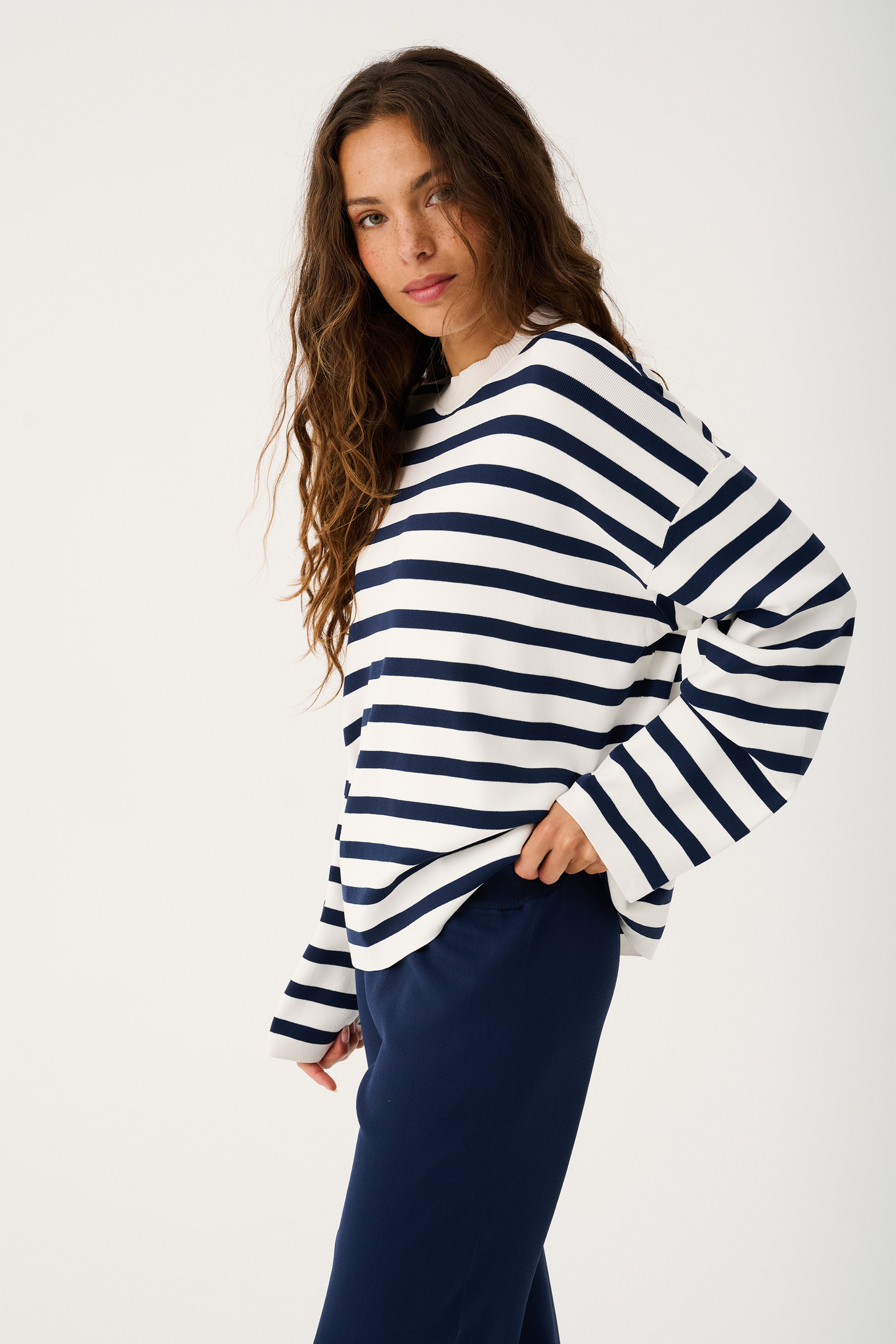 Rae Stripe Knit, Navy