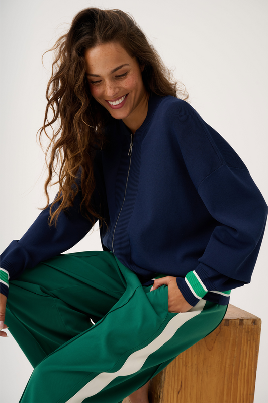Brodie Knit Bomber, Navy