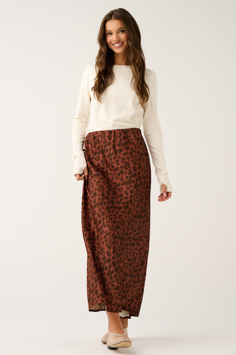 Millie Slip Skirt, Fudge Leopard