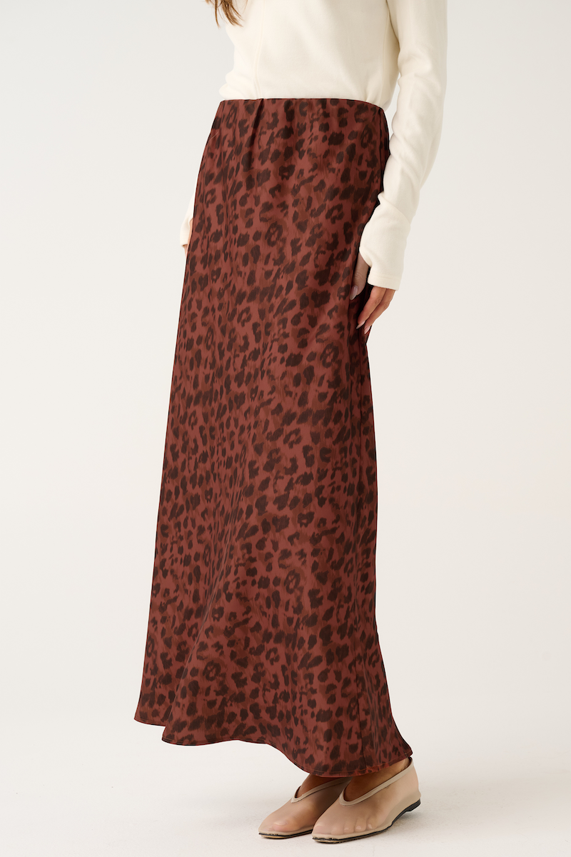 Millie Slip Skirt, Fudge Leopard