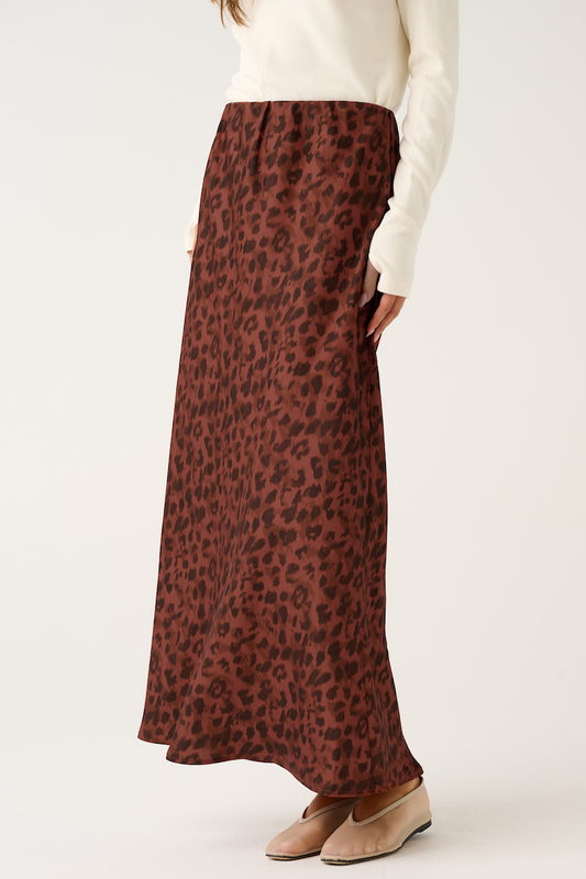 Millie Slip Skirt, Fudge Leopard