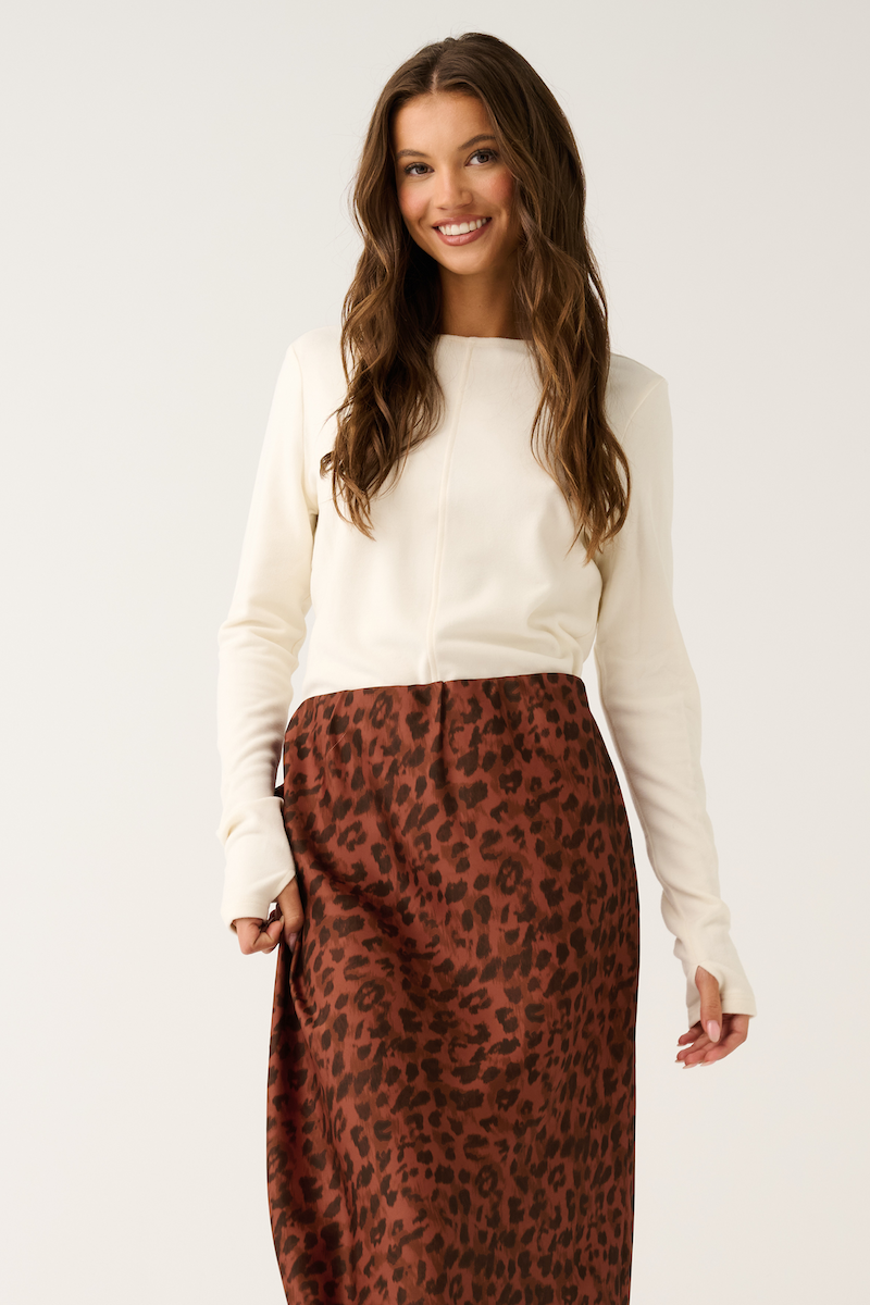 Millie Slip Skirt, Fudge Leopard
