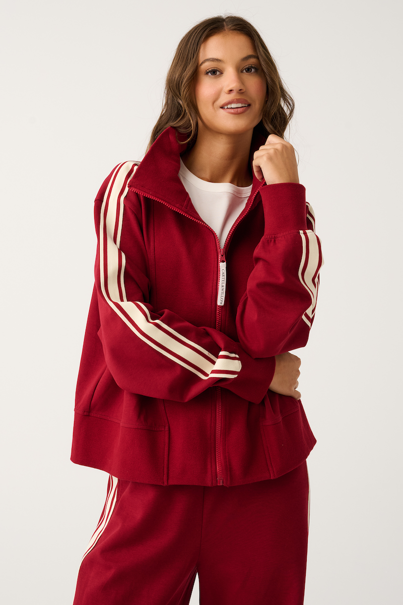 Corey Zip Through Sweater, Mulberry