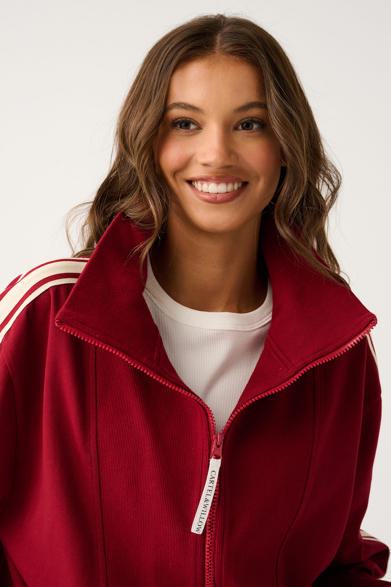 Corey Zip Through Sweater, Mulberry