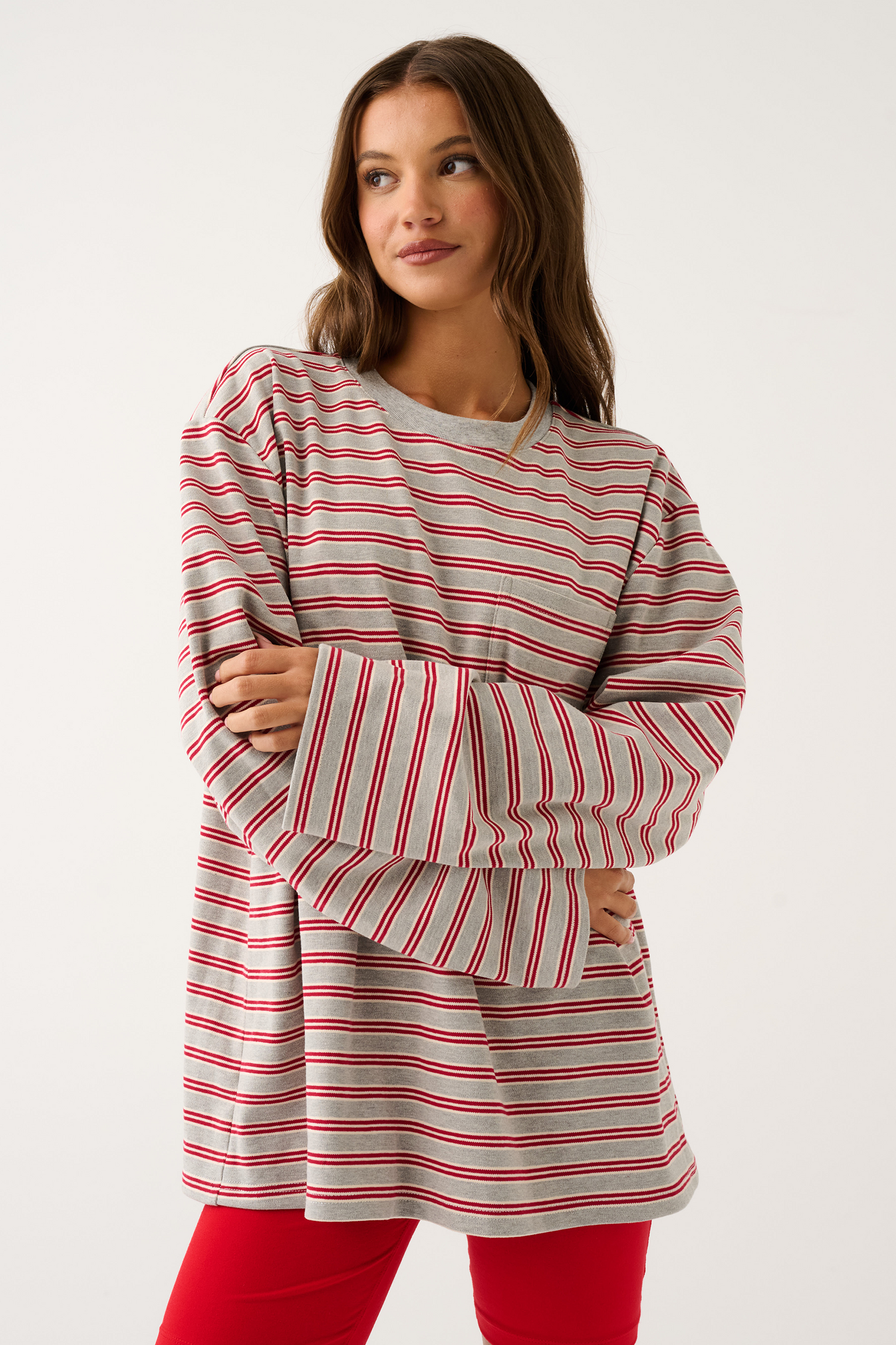 Harley Long Sleeve, Grey Marle Stripe