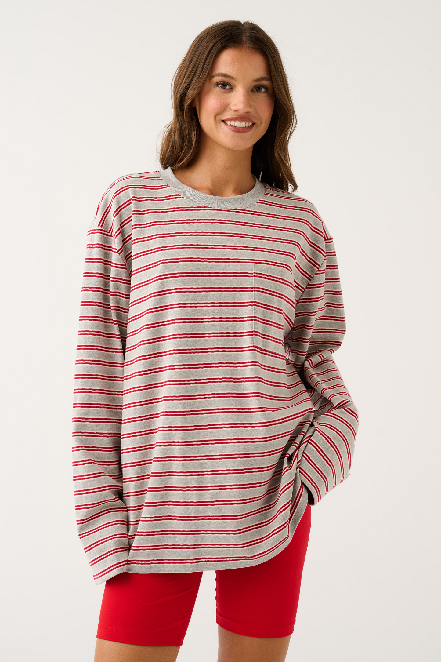Harley Long Sleeve, Grey Marle Stripe