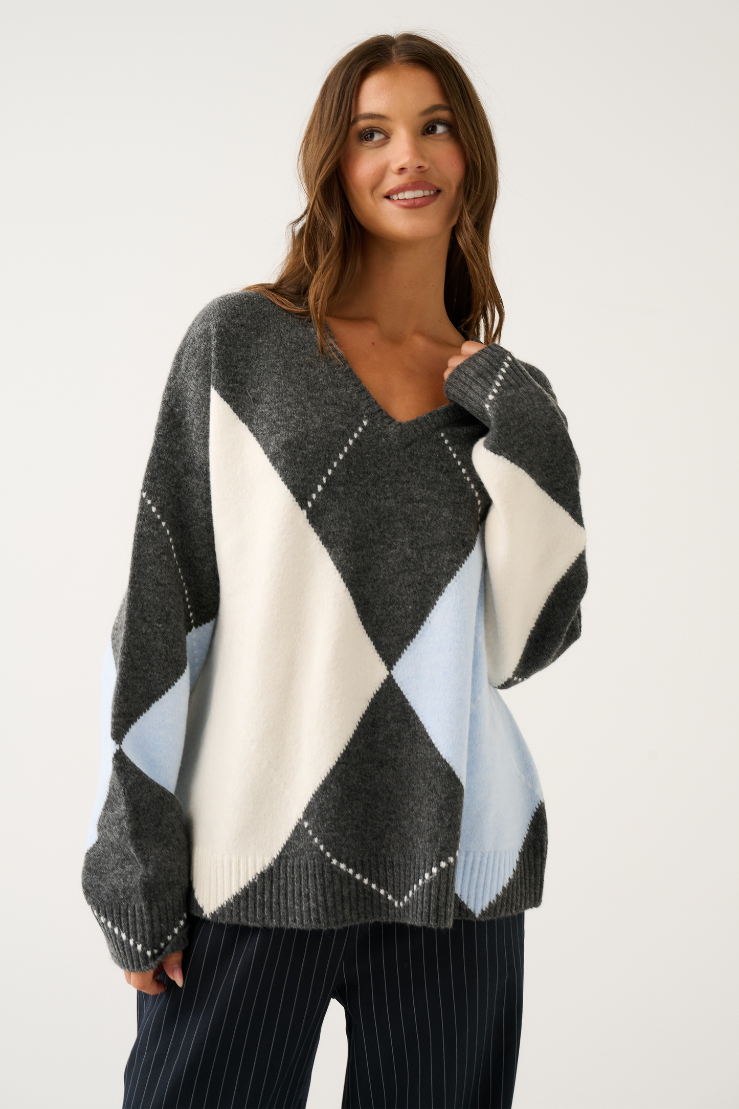 Sophie Knit, Charcoal Argyle