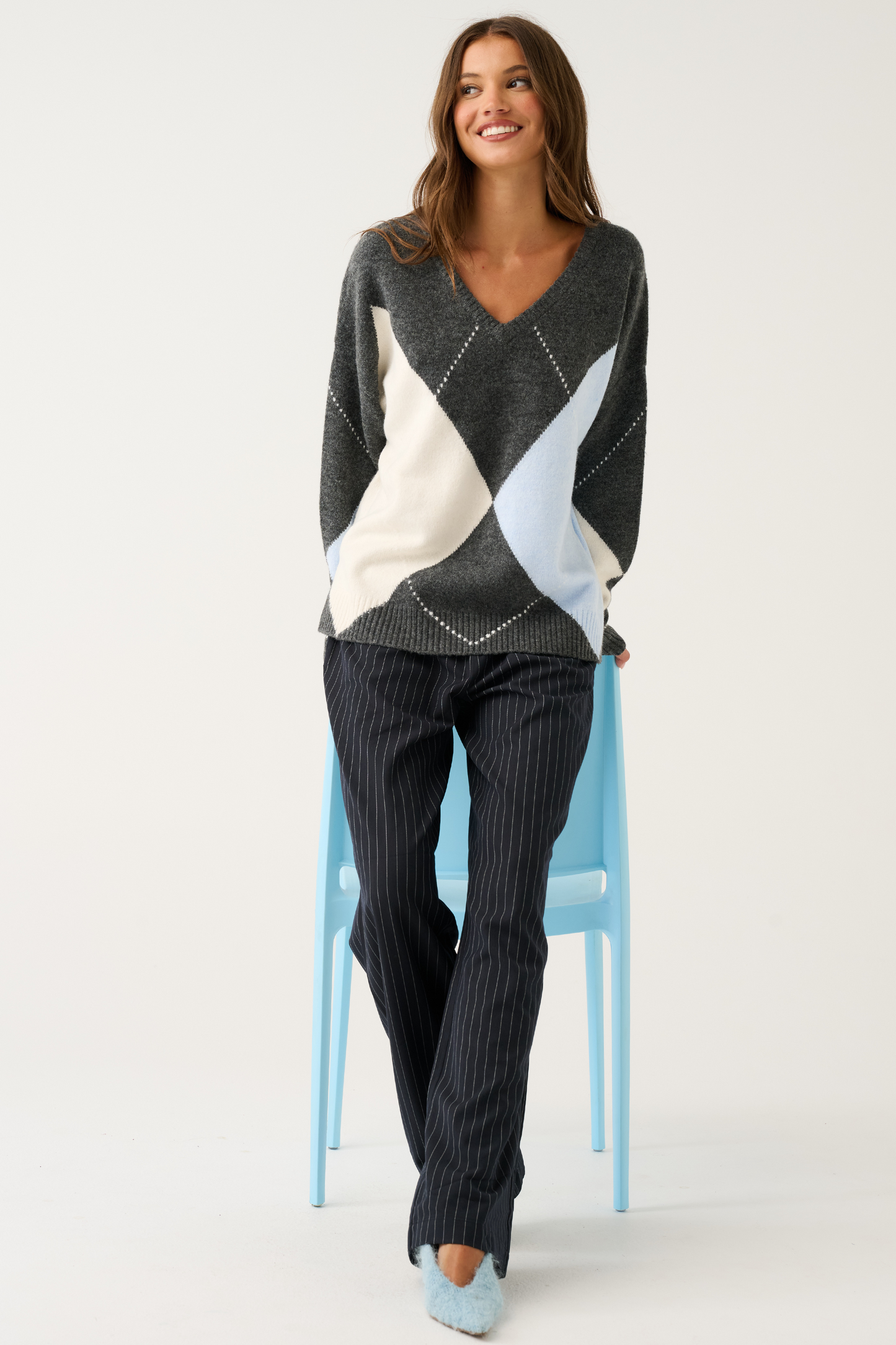 Sophie Knit, Charcoal Argyle