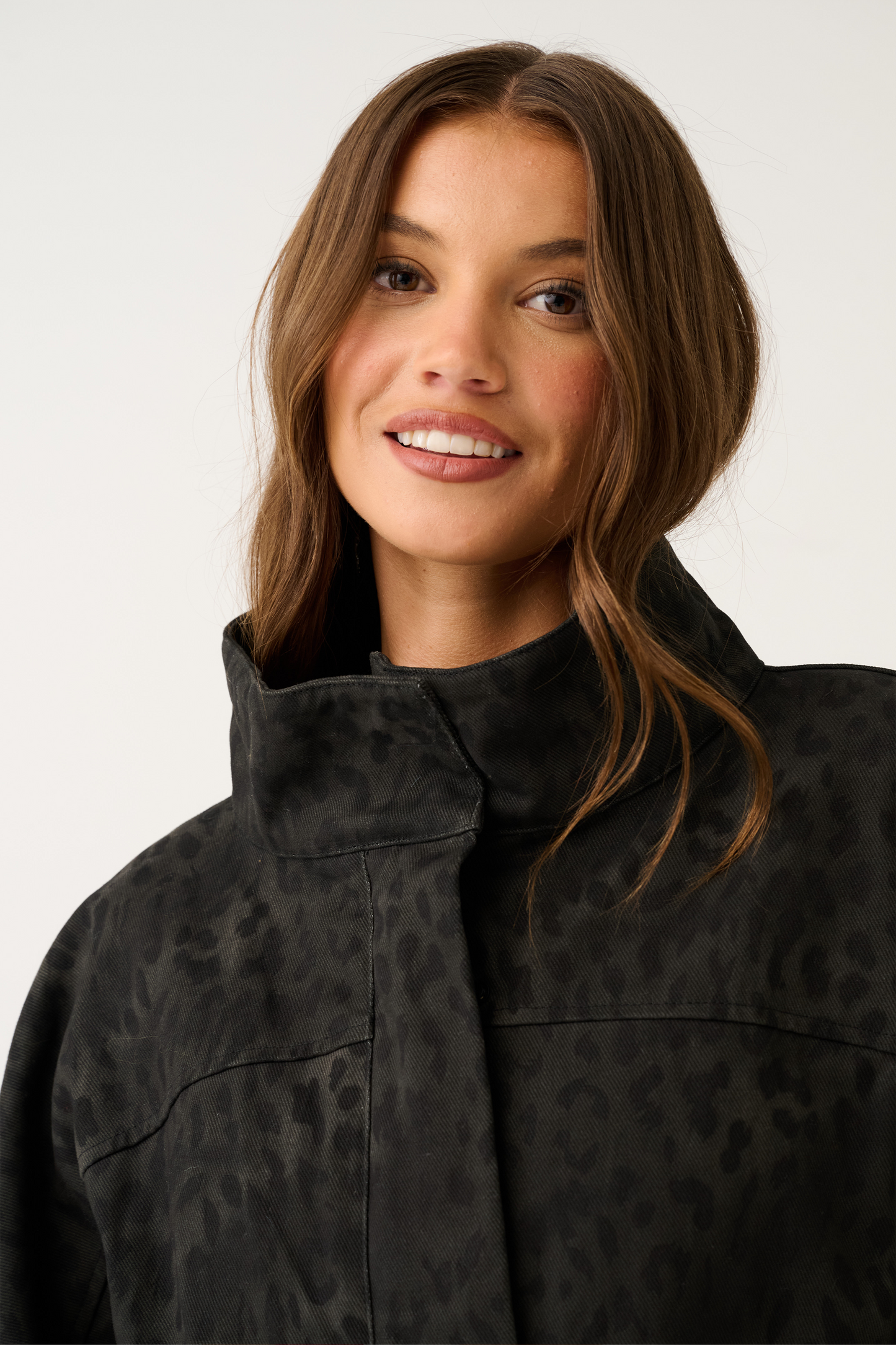 Peta Jacket, Black Washed Leopard