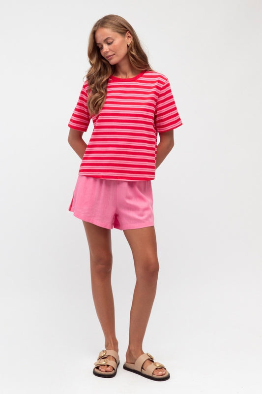 Emma Striped Tee, Pink