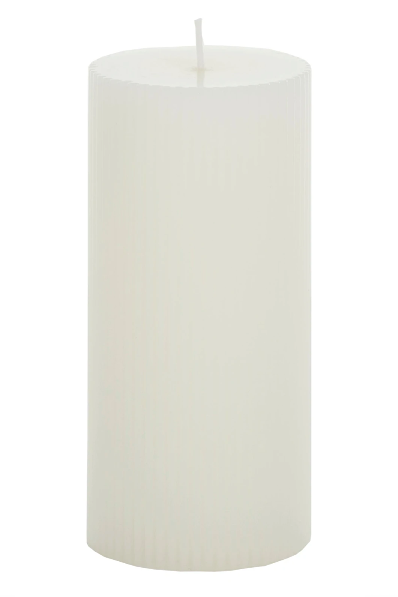 Ribbed White Pillar Candle